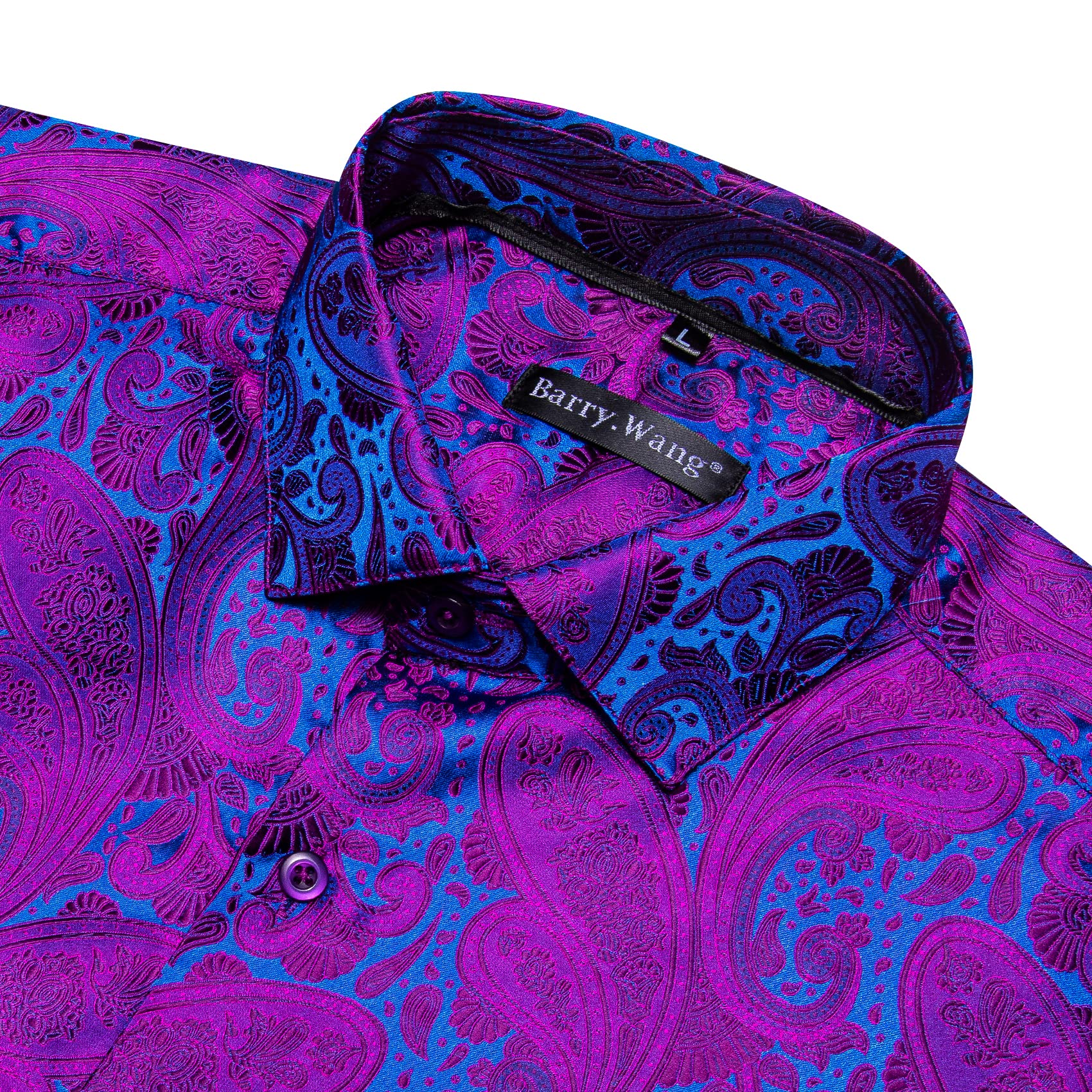Barry.Wang - Camisa de vestir de manga larga de cachemira con diseño de flores para hombre