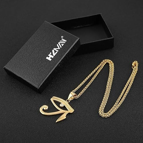 Miniatura 6 de HZMAN Colgante de protección de ojo de Horus Egipto con circonita cúbica en collar de acero inoxidable símbolo de protección del antiguo egipcio