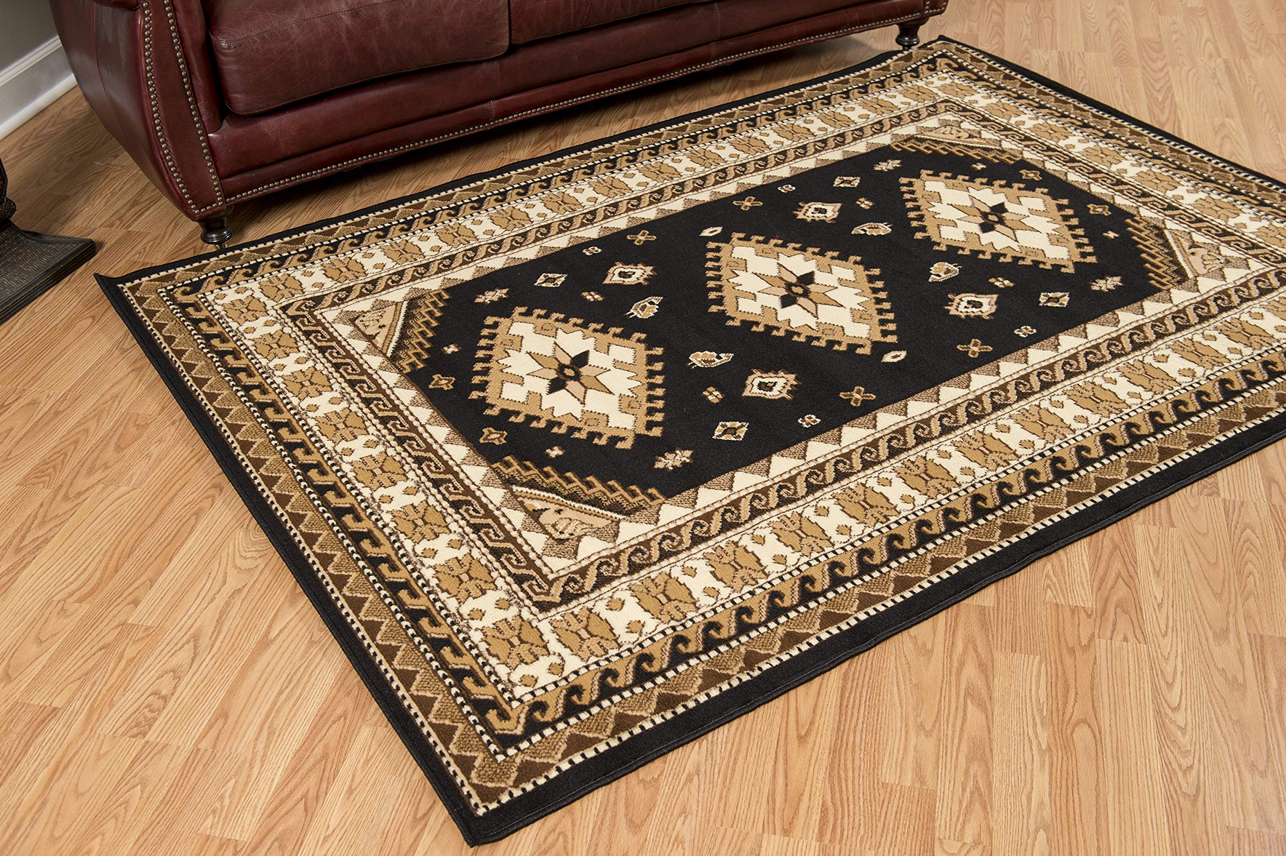 United Weavers Dallas Tres Runner Rug - Black, 2x8 Runner, Southwestern Indoor Area Rug with Bordered Pattern, Jute Backing