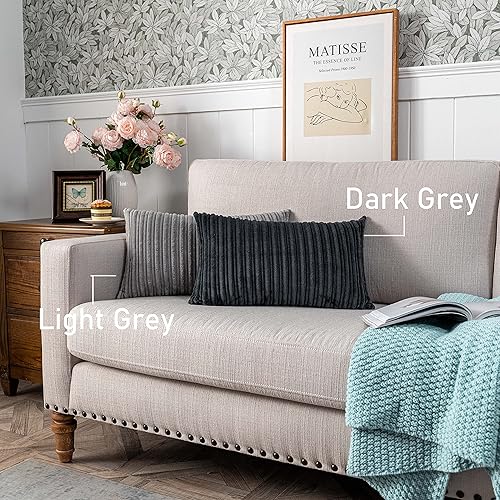 Miniatura 496 de UGASA - Juego de 2 fundas de almohada de terciopelo a rayas, funda decorativa para cojín con cremallera oculta para el hogar, sofá, dormitorio,