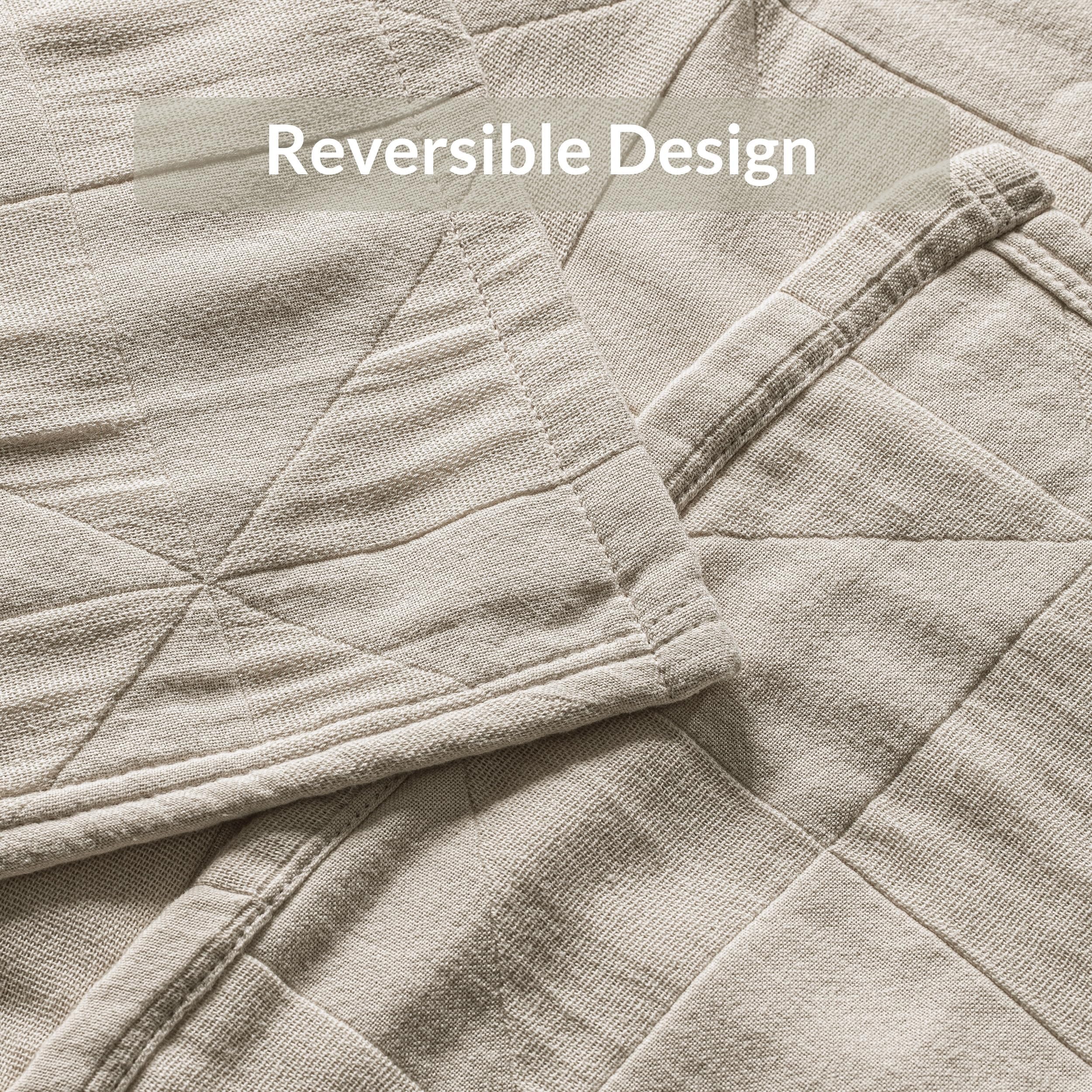 Exclusivo Mezcla Manta de 100% Algodón, Manta de Verano para Sofá y Cama, Colcha Multiusos, Ligera, Extrasuave y Cómoda, Lavable a Máquina y Secable, 230 x 270 cm, Caqui