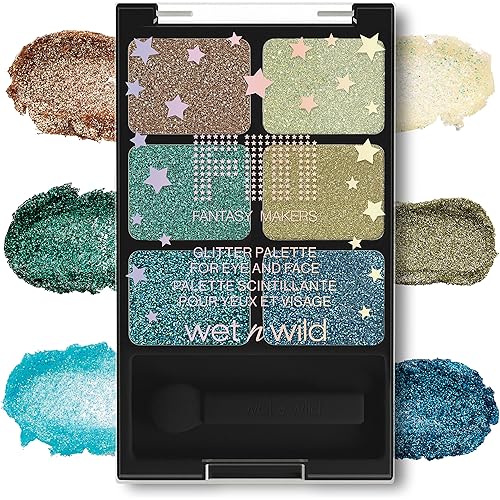 wet n wild Fantasy Makers Glitter Palette, Long Wearing Shimmering Brilliance, Creamy Texture, 6 Complementary Shades, Cruelty-Free - Boogie Monster