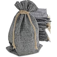 Supply Friend 50 Gray Burlap Bags with Drawstring, 7x10 Inch Gift Bag Bulk Pack for Mugs, Mason Jars, Christmas, Wedding Party Favors, Jewelry and Treat Pouches