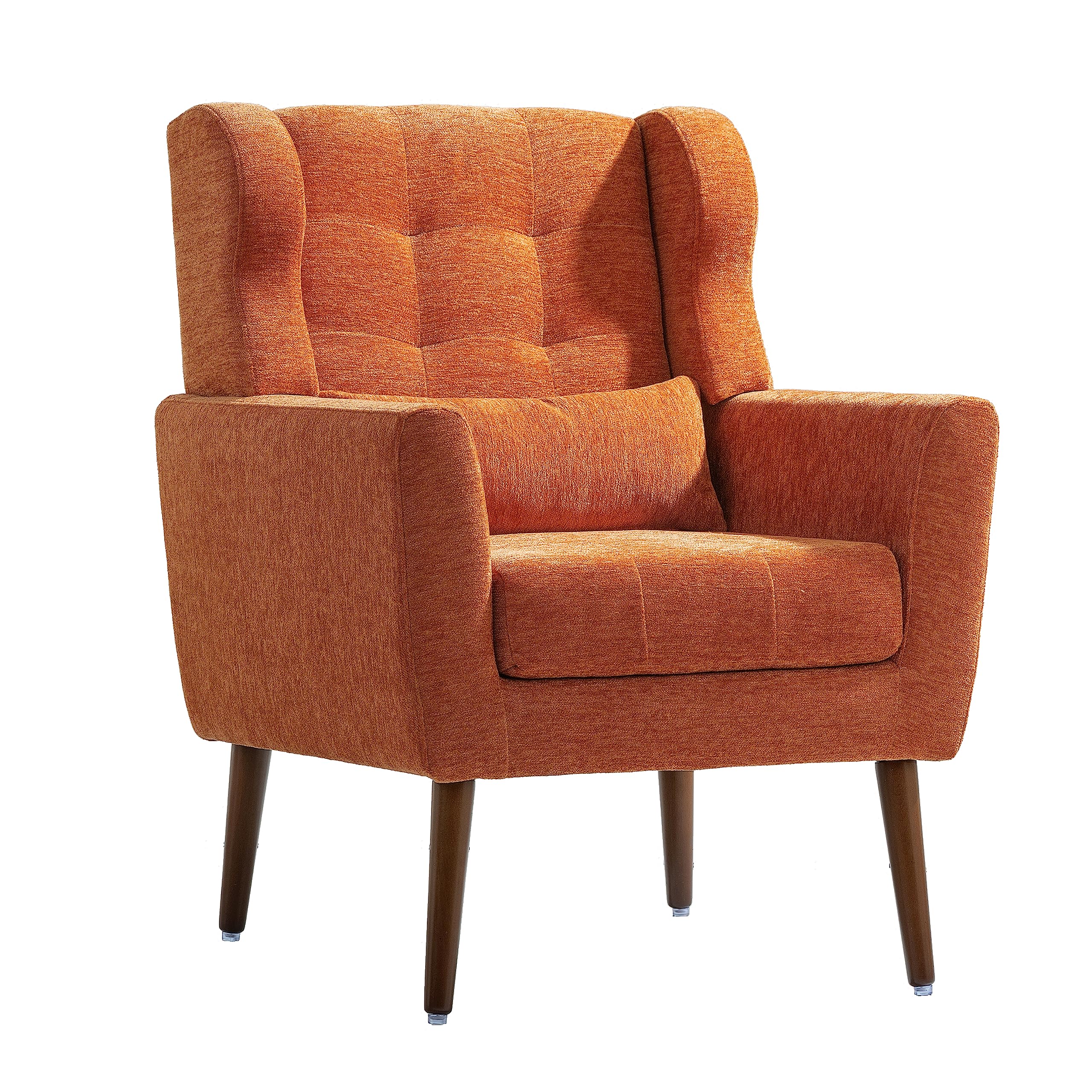 Vliekcy Modern Accent Chair Chenille Fabric Upholstered Tufted Side Chair Wingback Chair,Mid Century Reading Armchair with Waist Pillow Backrest for