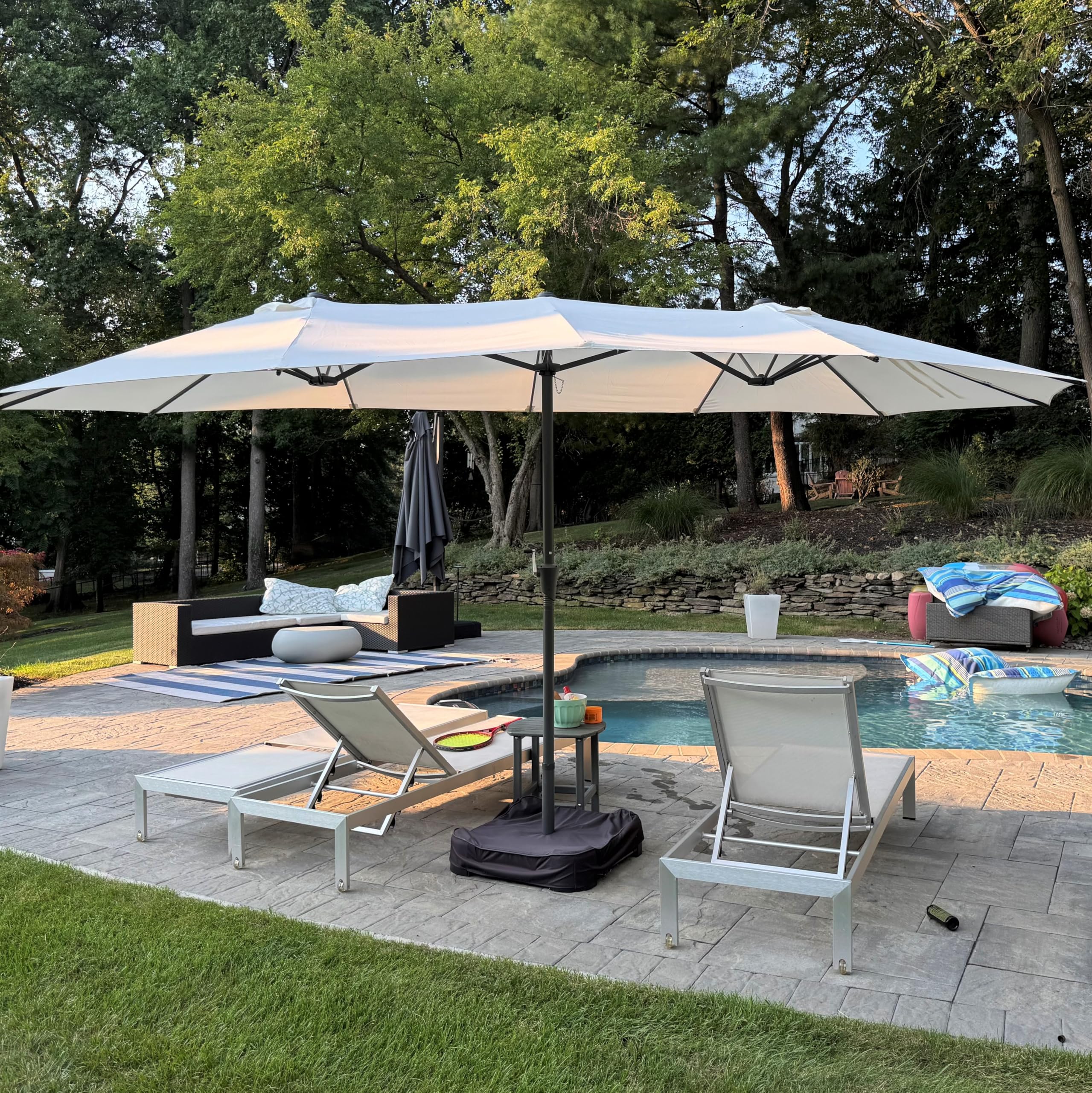 11 foot waterproof patio umbrella GRAND PATIO 11 ft Sunshade Umbrella with Pulley Lift for Poolside Backyard Beach