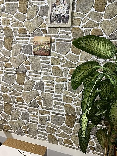 Miniatura 2 de Dundee Deco Paneles de pared 3D  Revestimiento de pared gris caramelo blanco con aspecto de piedra, revestimiento de espuma de poliestireno para