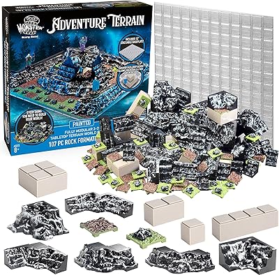 Monster Adventure Terrain 107pc Painted Rock Formation Base Set Fully Modular, Stackable 3D Tabletop World Builder Use Alone or w other Sets Perfect for DND Dungeons Dragons, Pathfinder, All RPG Games
