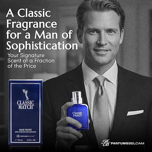 Miniatura 5 de PB ParfumsBelcam Blue Classic Match Eau de Toilette en espray para hombre, fragancia moderna de cítricos Fougere, notas de melón, musgo y pachulí,