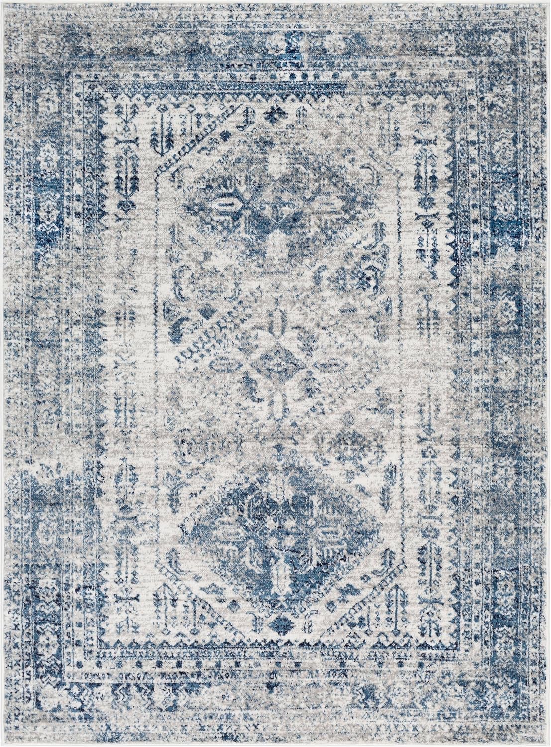 Livabliss Desta Vintage Oriental Area Rug,2' x 3',Blue/White