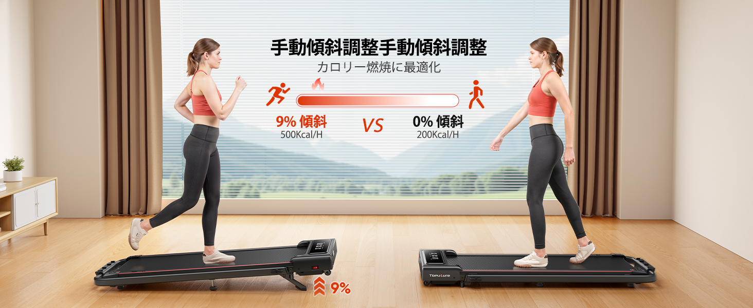 Amazon | TOPUTURE ルームランナー 時速1~12km 傾斜9%電動 ランニング