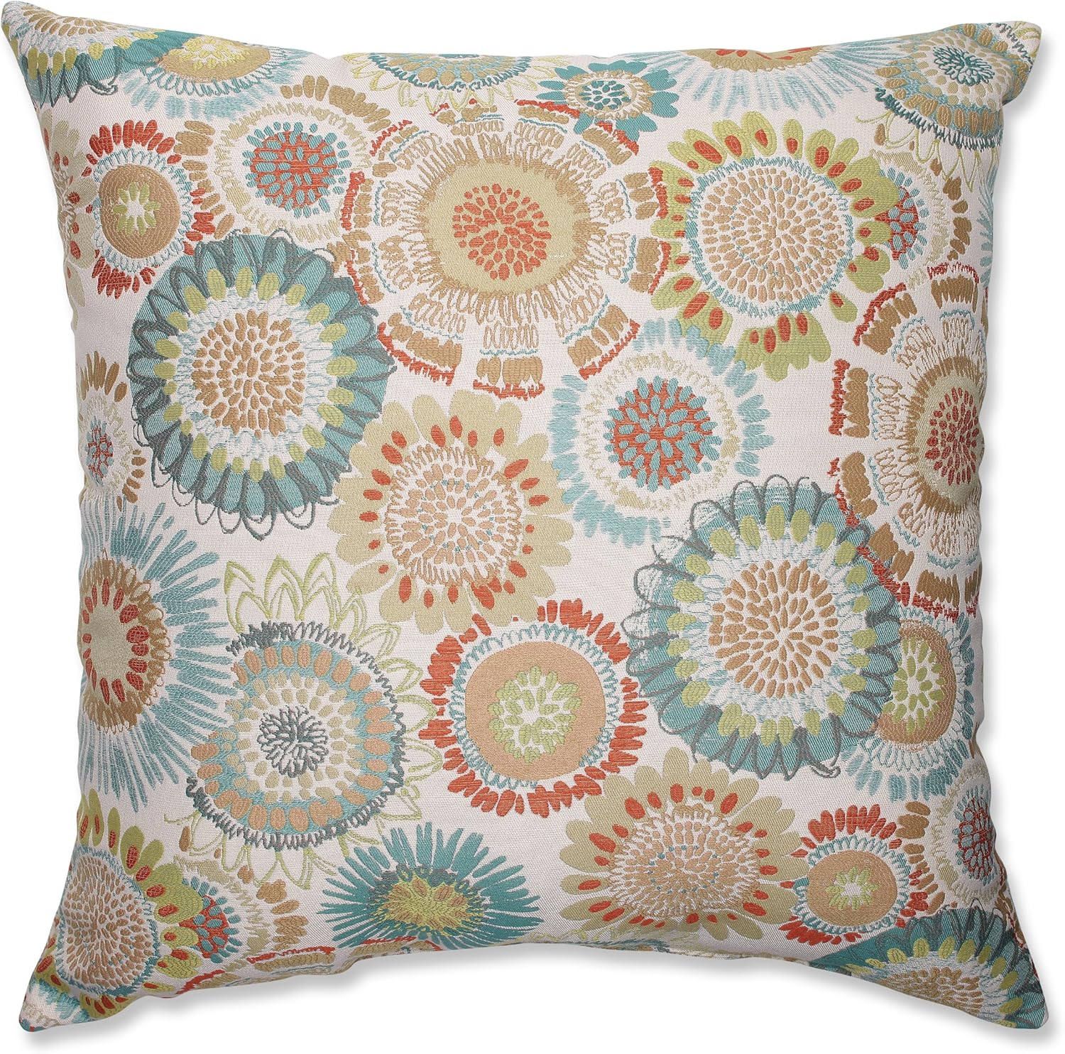 Pillow Perfect Indoor Maggie Mae Aqua Chair Pads, 16" x 15.5", Multicolored, 2 Pack