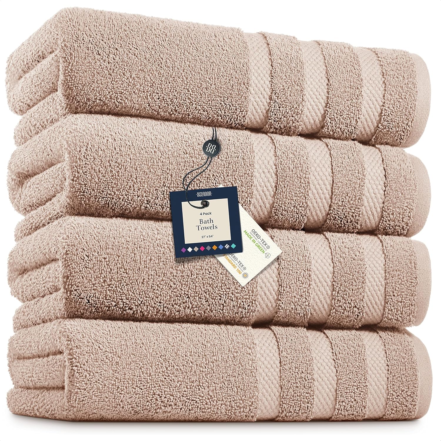 BELADOR Bath Towels 4Pack 100 Cotton Bath Towel Set