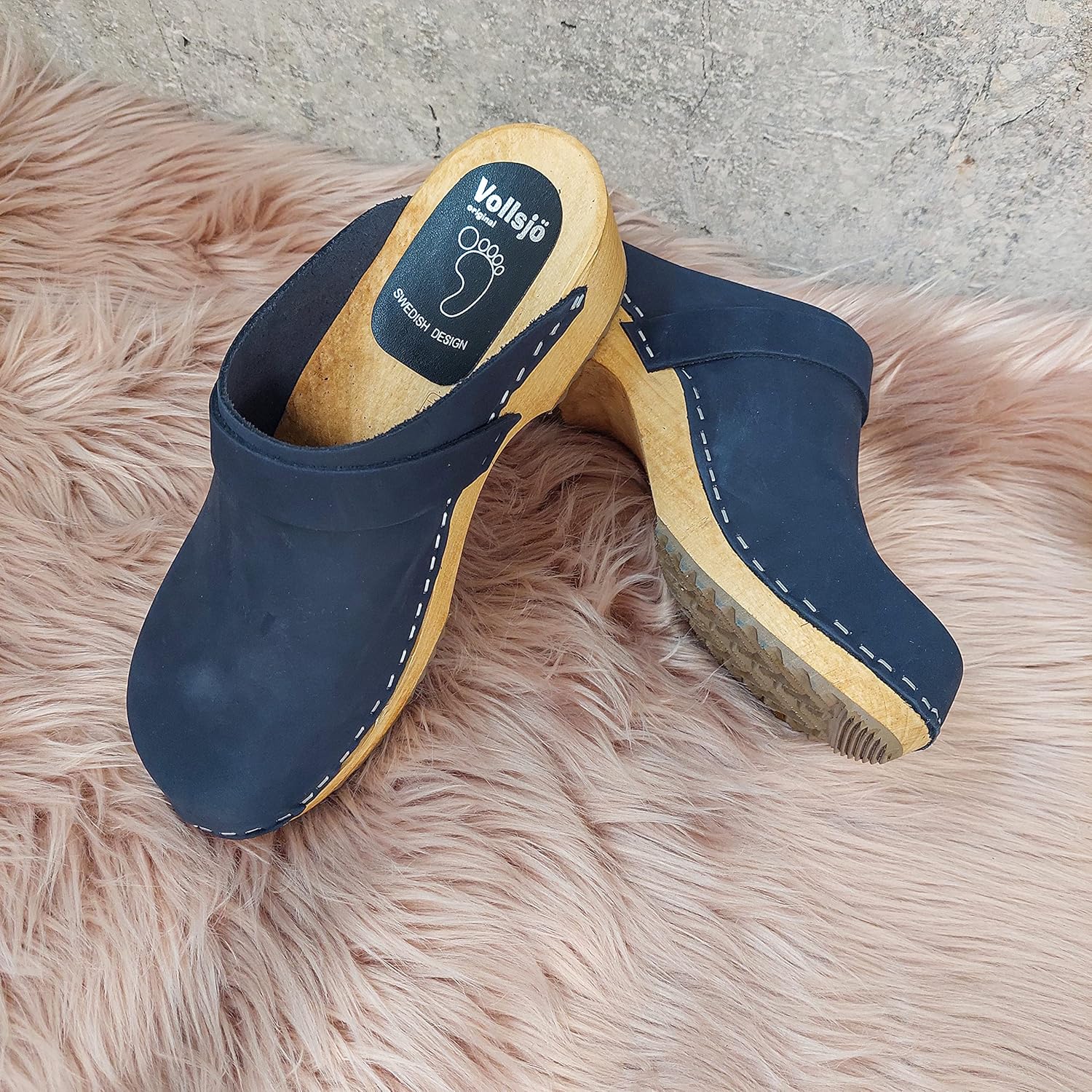 Buy Vollsjo Women's Genuine Leather Wooden Clogs Made in EU Online at