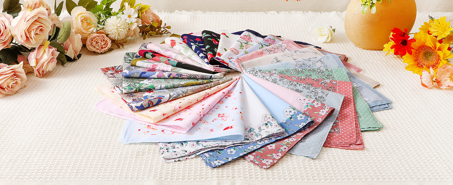 Fazzoletti In Cotone Per Donna, Motivo Floreale Vintage, 36x36 Cm, Set Regalo Elegante Per Occasioni Speciali