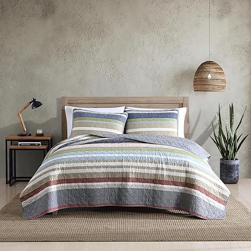 Eddie Bauer - Juego de edredón Queen ropa de cama reversible de algodón con fundas a juego decoración ligera del hogar para todas las estaciones