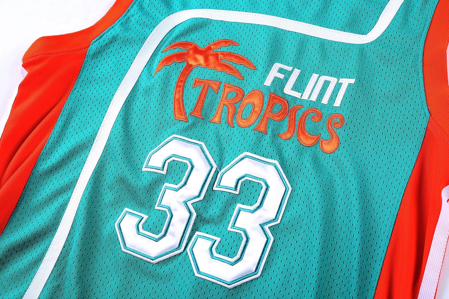 Flint Tropics Jackie Moon #33 Coffee Black #7 Semi Pro 90s Hip Hop Clothes for Party Men Basketball Jersey Green White - Image 4