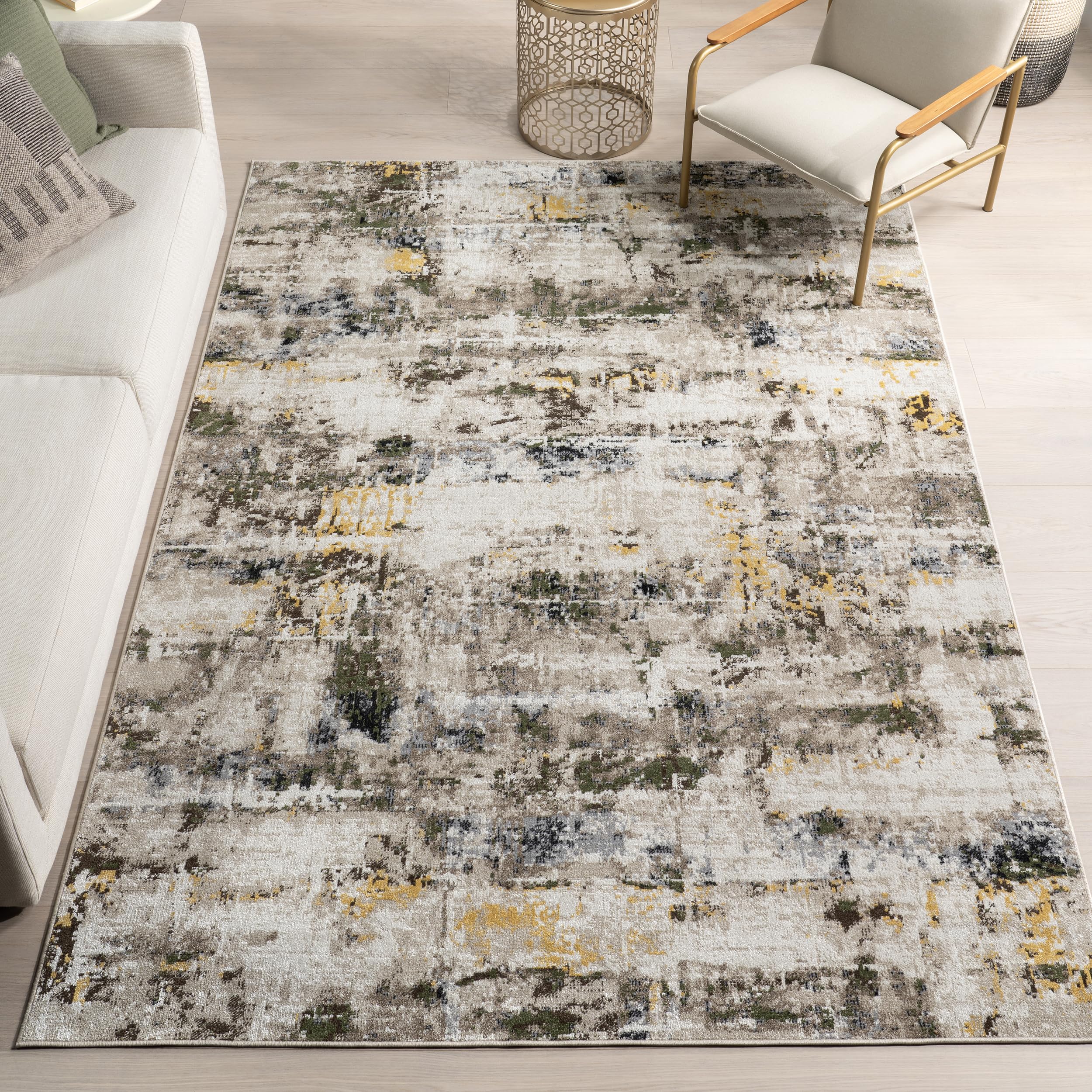 nuLOOM SpinClean Aaliyah Multicolor/Ivory, 9' x 12', Abstract, Soft and Cozy, High Traffic, Stain Resistant, Easy Clean, Durable, Machine Washable