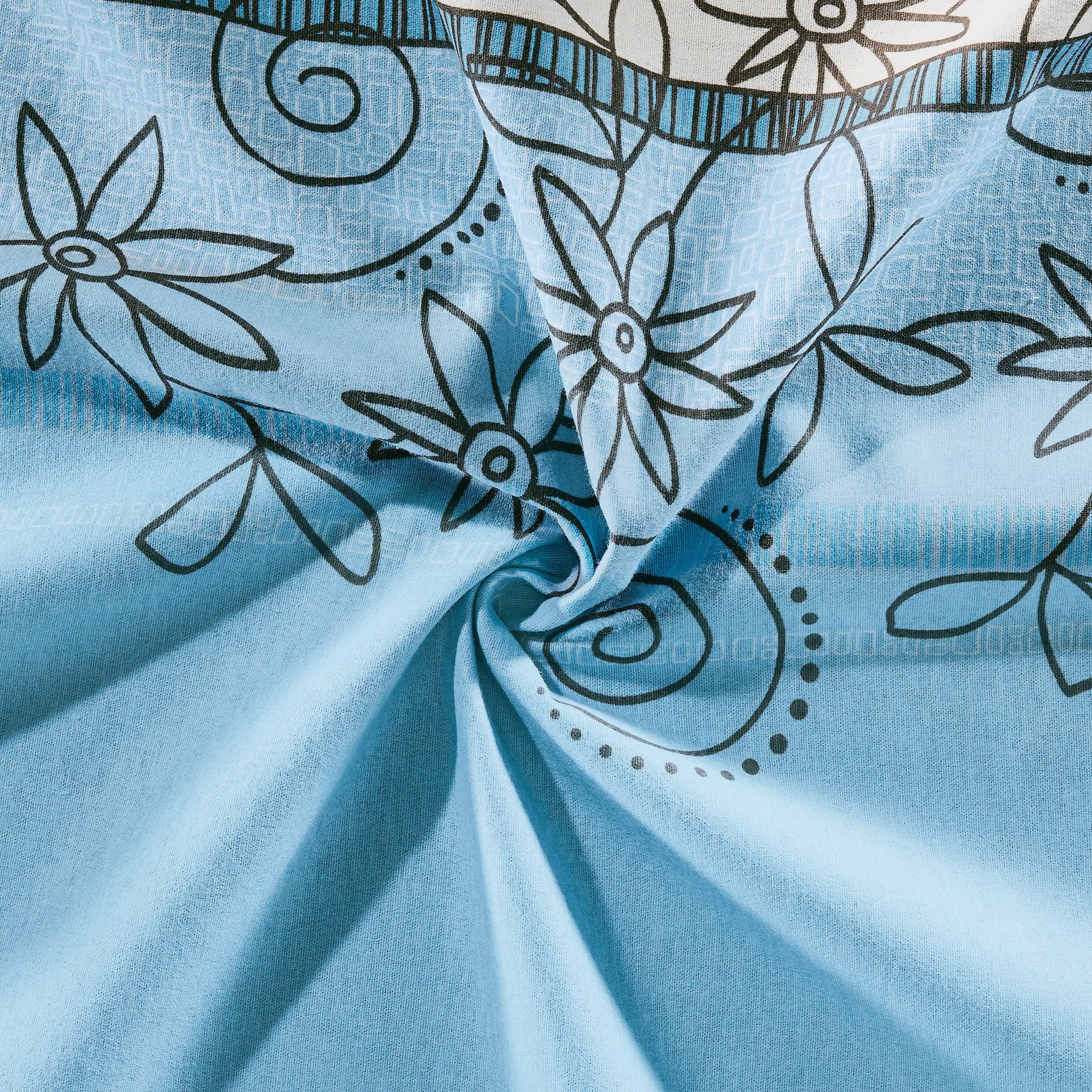 Erwin Müller Bettwäsche, Bettgarnitur Fein-Biber Blumen 4-TLG Sparpaket hellblau Größe 40x80 cm / 135x200 cm - hautsymphatisch, bügelleicht, mit Marken-Reißverschluss