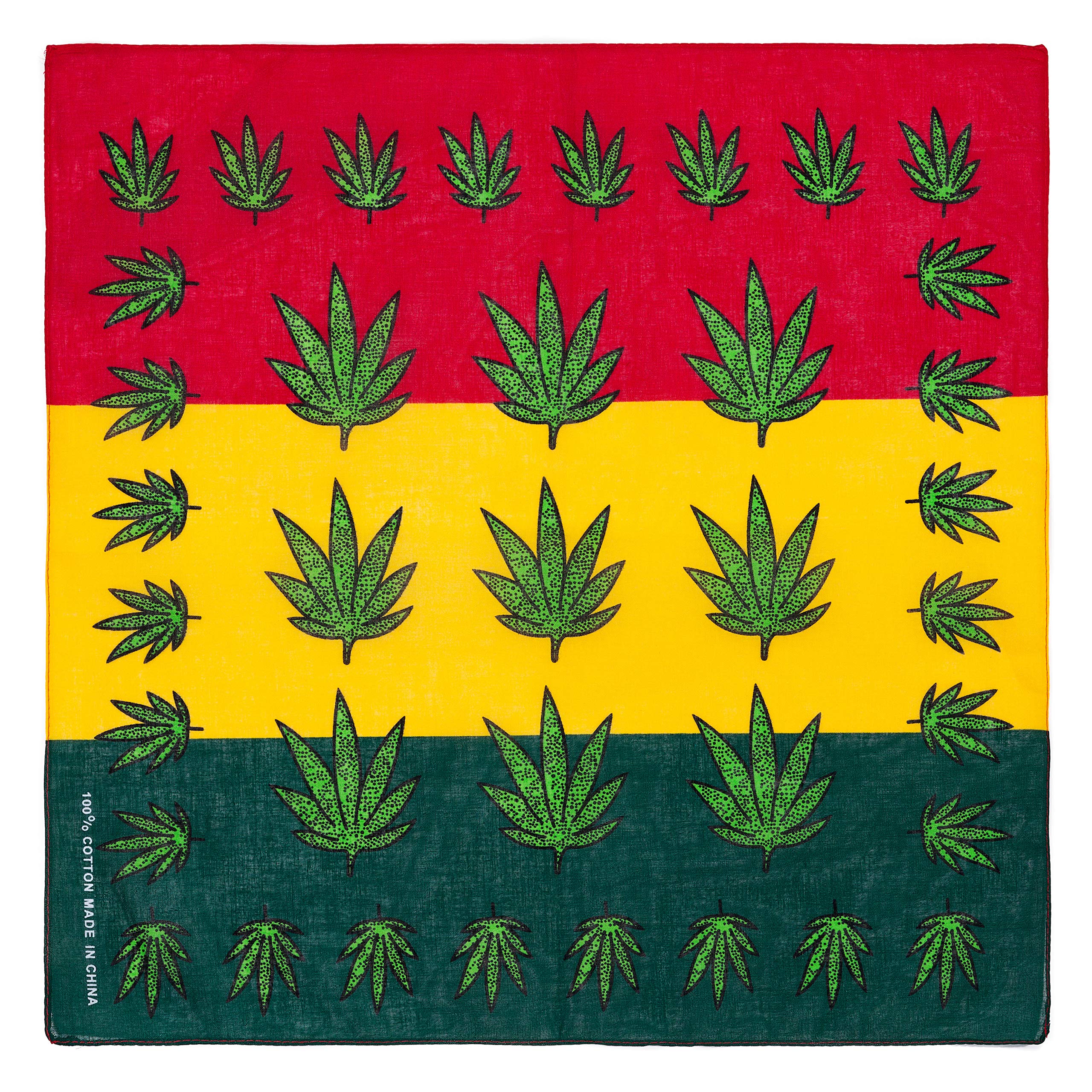 Weed Lovers Multi Colors Marijuana Hemp Leaf Logo 420 Weed Bandana Red Gold Green Jamaica