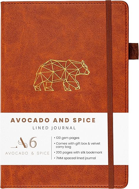 Mini Notebook A6 Notepad Avocado and Spice® A6 Notebook with Gift Box & Velvet Bag Hardback Pocket Notebook - Faux Leather Bound Journal - Smart Notebook with 200 Thick Pages (Brown, Lined)
