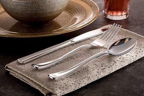 Miniatura 6 de Juego de 600 cubiertos de plástico – Juego de cubiertos de plástico – Desechable – Juego de cubiertos – 200 tenedores – 200 cucharas – 200 cuchillos
