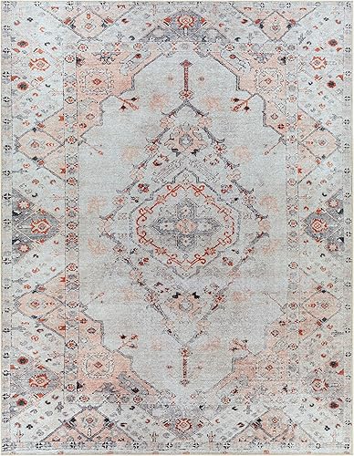 Miniatura 10 de MarkDay - Alfombras de área tradicional gris claro de 9 x 12 pulgadas color gris  naranja  rosa para sala de estar dormitorio o cocina 8 pies 10