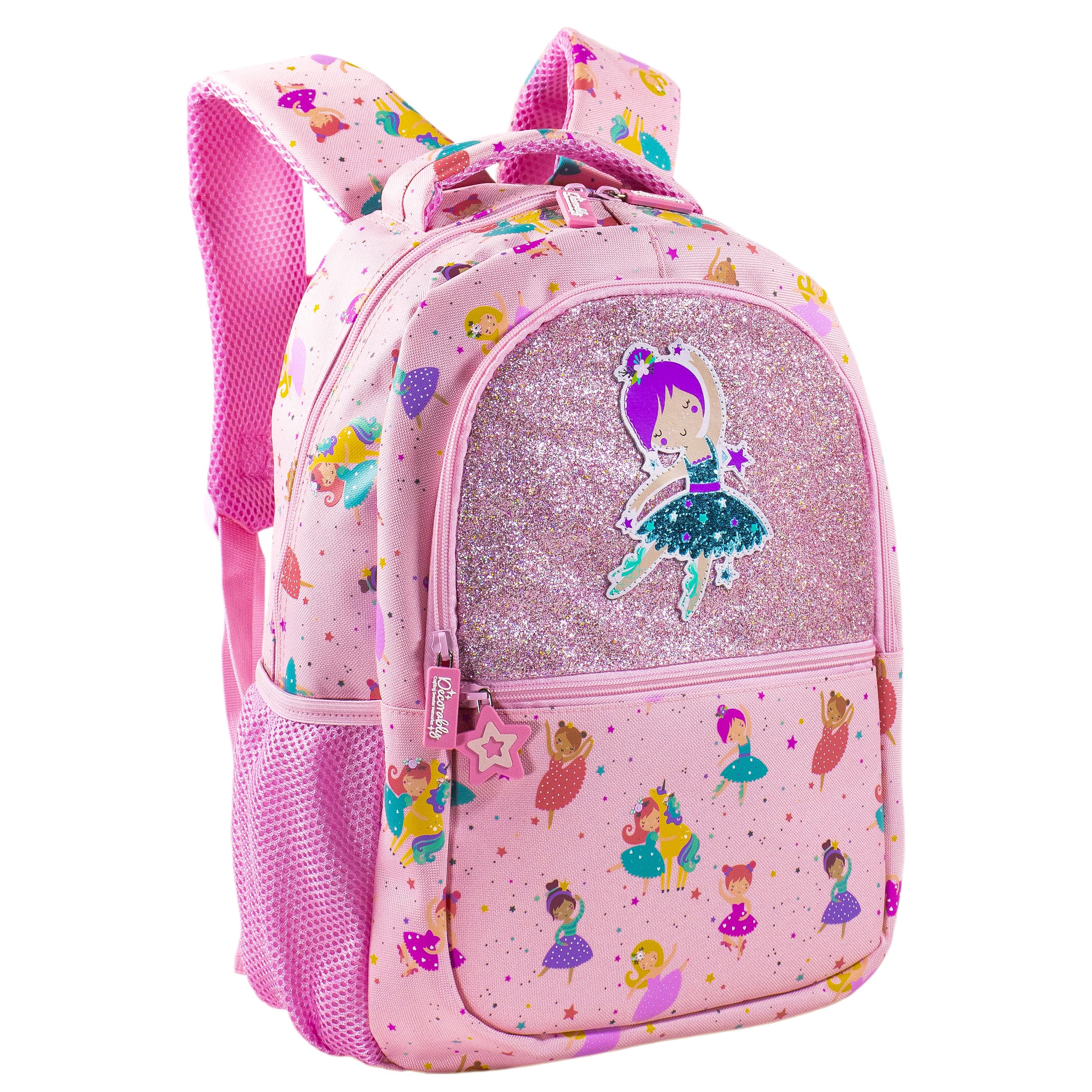 Decorably 16.5in Themed Kids Backpack with 3 Main Compartments & 2 Side Pockets, Backpack for Kids with Padded Straps & Back