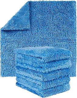GREEN LIFESTYLE Microfiber Towels for Cars 6 Pack, Borderless Microfiber Towels Cleaning, Rags for Cleaning, Car Microfiber Towel, Drying Towels for Сars, Car Wash Towels (16" x 16", Blue)