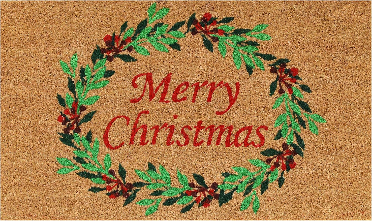 Calloway Mills 101941729 Christmas Wreath Doormat, 17 x 29 x 0.60, Multicolor