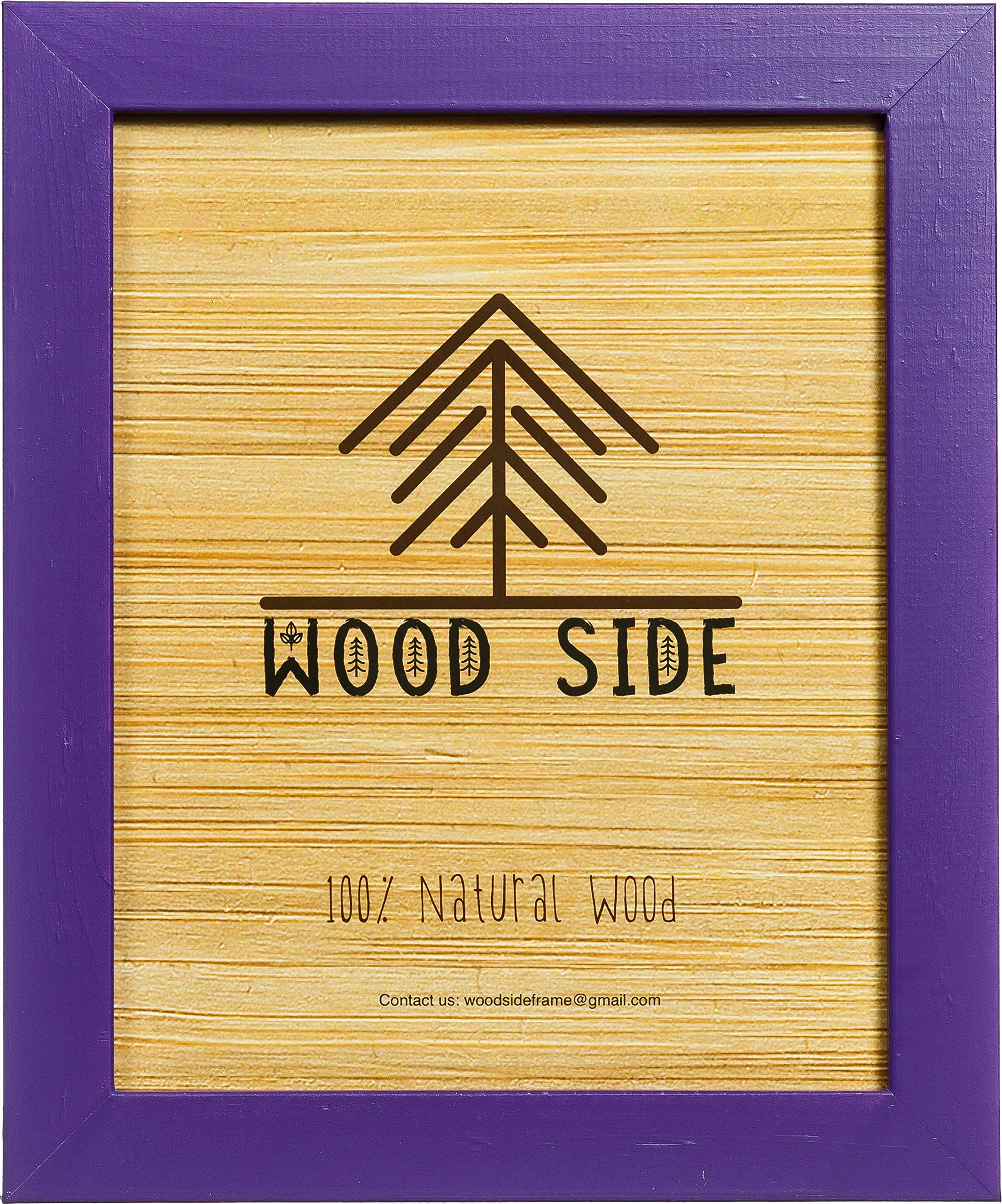 rustic wooden poster picture frame 16x20 - natural solid eco distressed wood for wall mounting photo frame - purple