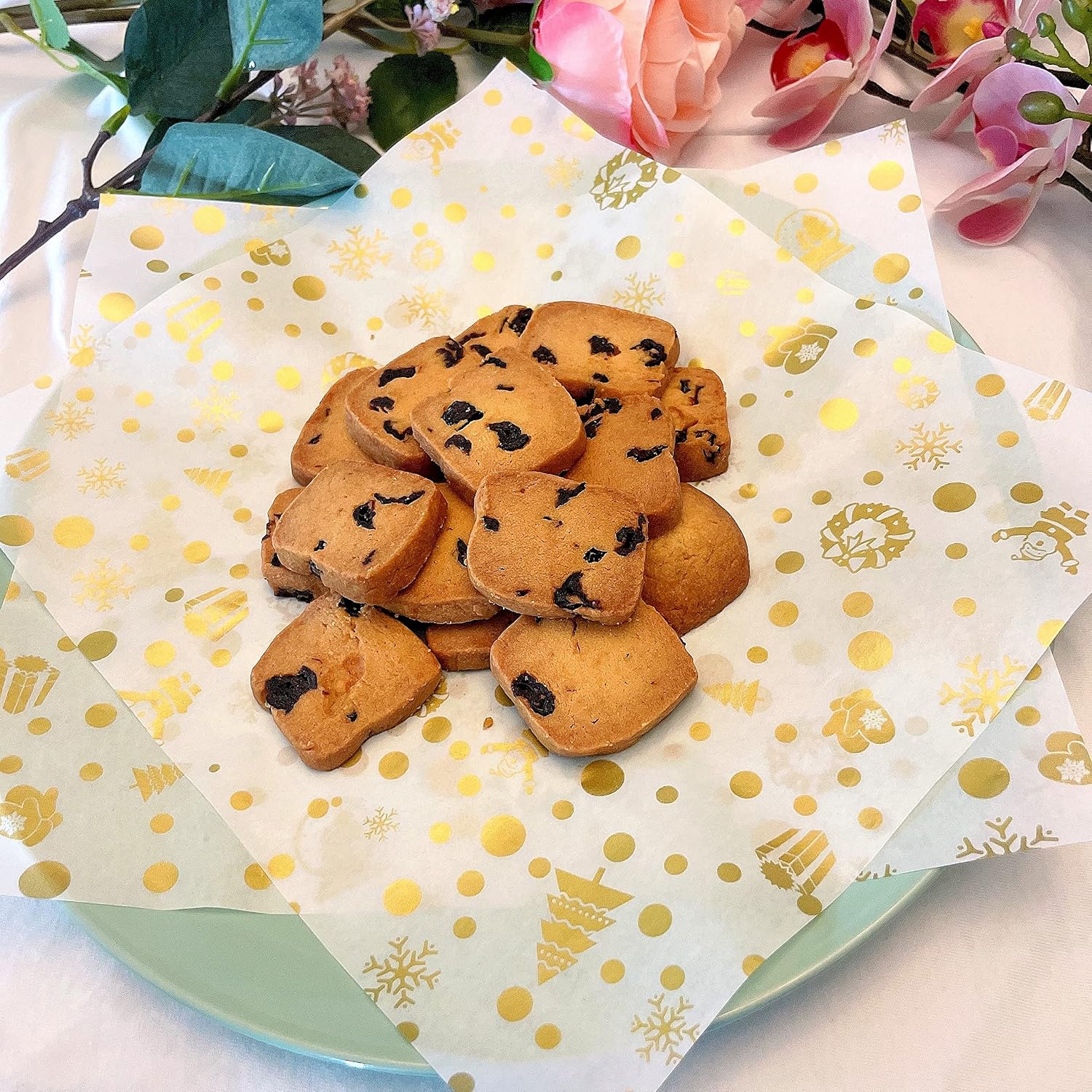 Christmas Wax Paper Sheets Gold Dot Wax Paper Deli Wraps Tray&Basket Liner Greaseproof for Food (150)