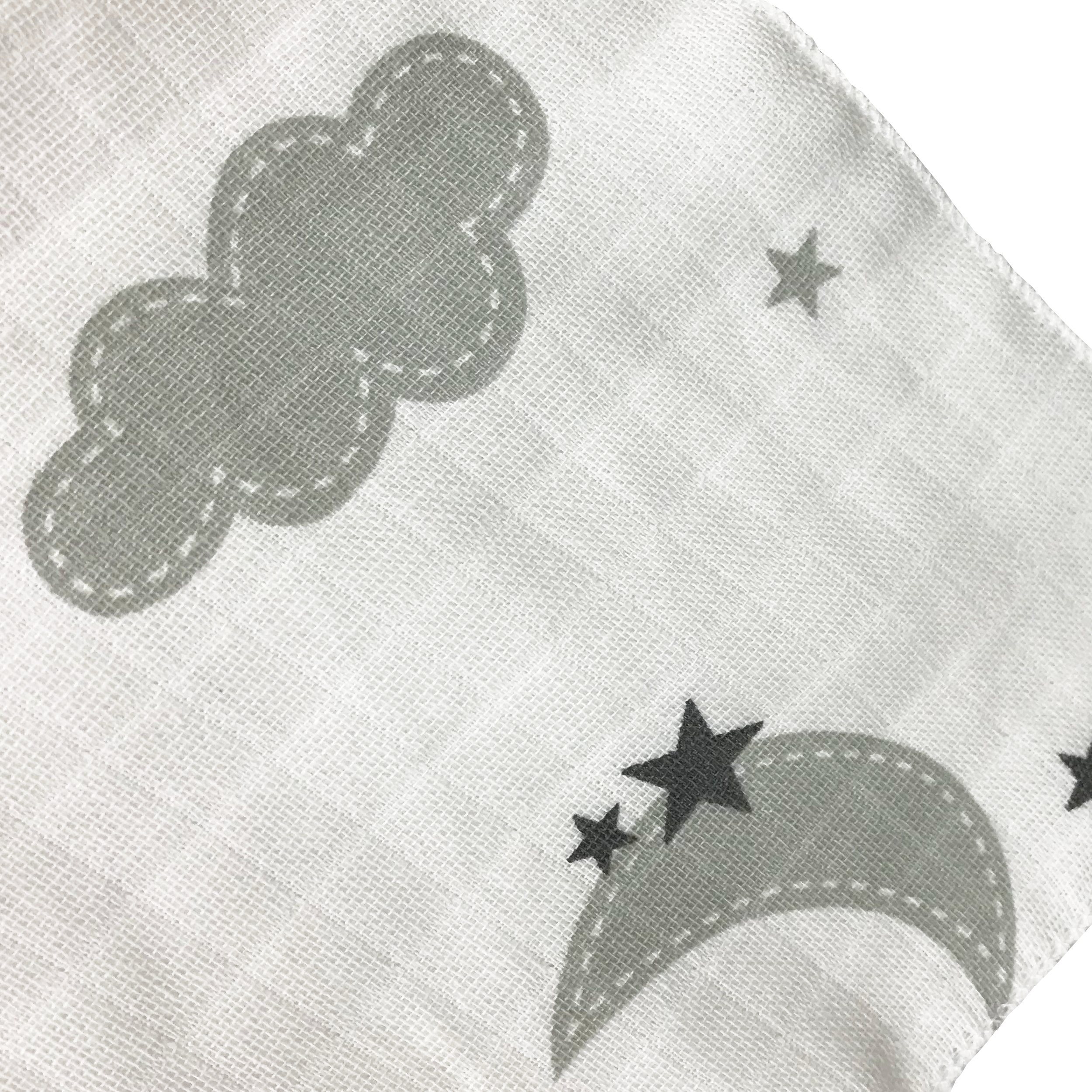 MMC 10x burp cloths muslin diapers baby cotton 80x70 cm, Clouds (5 Grey, 5 Green), 10 pieces (1 pack) - Image 4