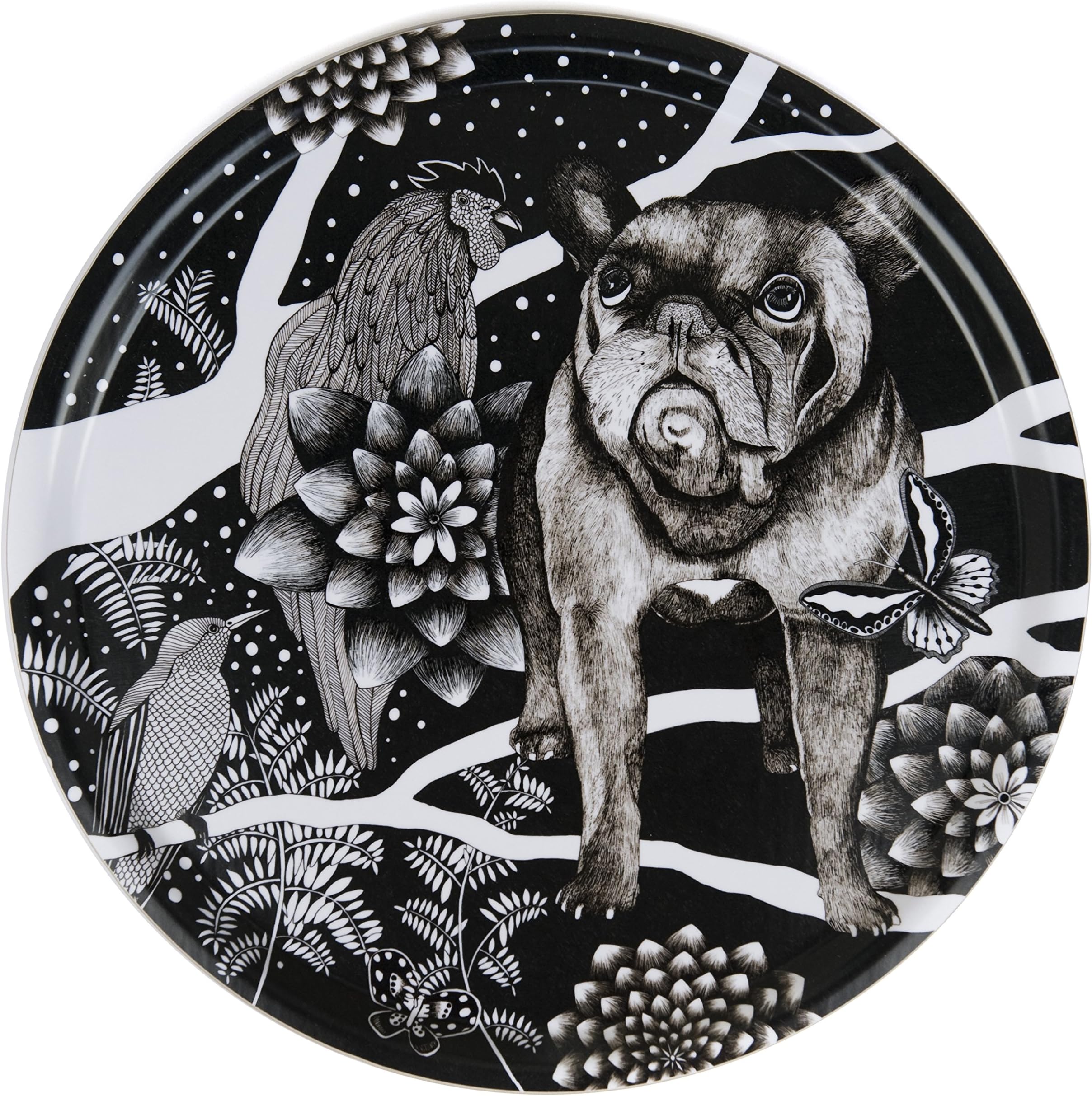 The French Dog – Tray 38 cm, Black/White