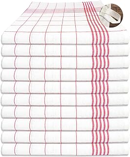 Geschirrtücher Küchenhandtuch aus 100% Baumwolle 10 Stück Pack, 50x70 cm, 60g, rot weiß karriert (Rot)