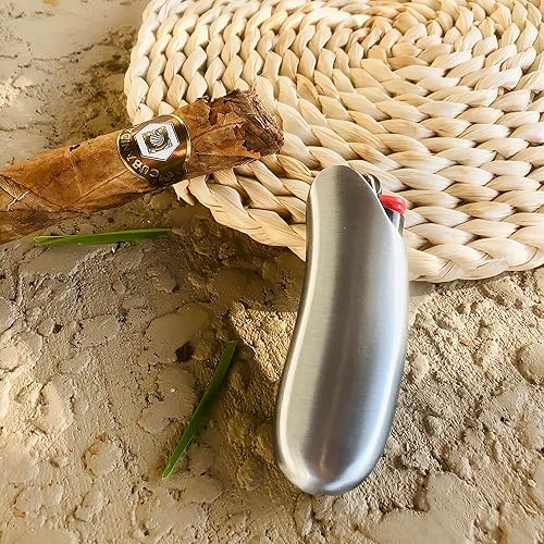 Miniatura 6 de Funda de metal compatible con encendedor BIC estándar para encendedor BIC tamaño estándar J6 de una pieza en plata mate