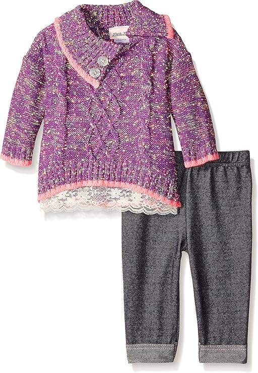 Little Lass Baby Girls' 2 Piece Sweater Set Confetti Lace