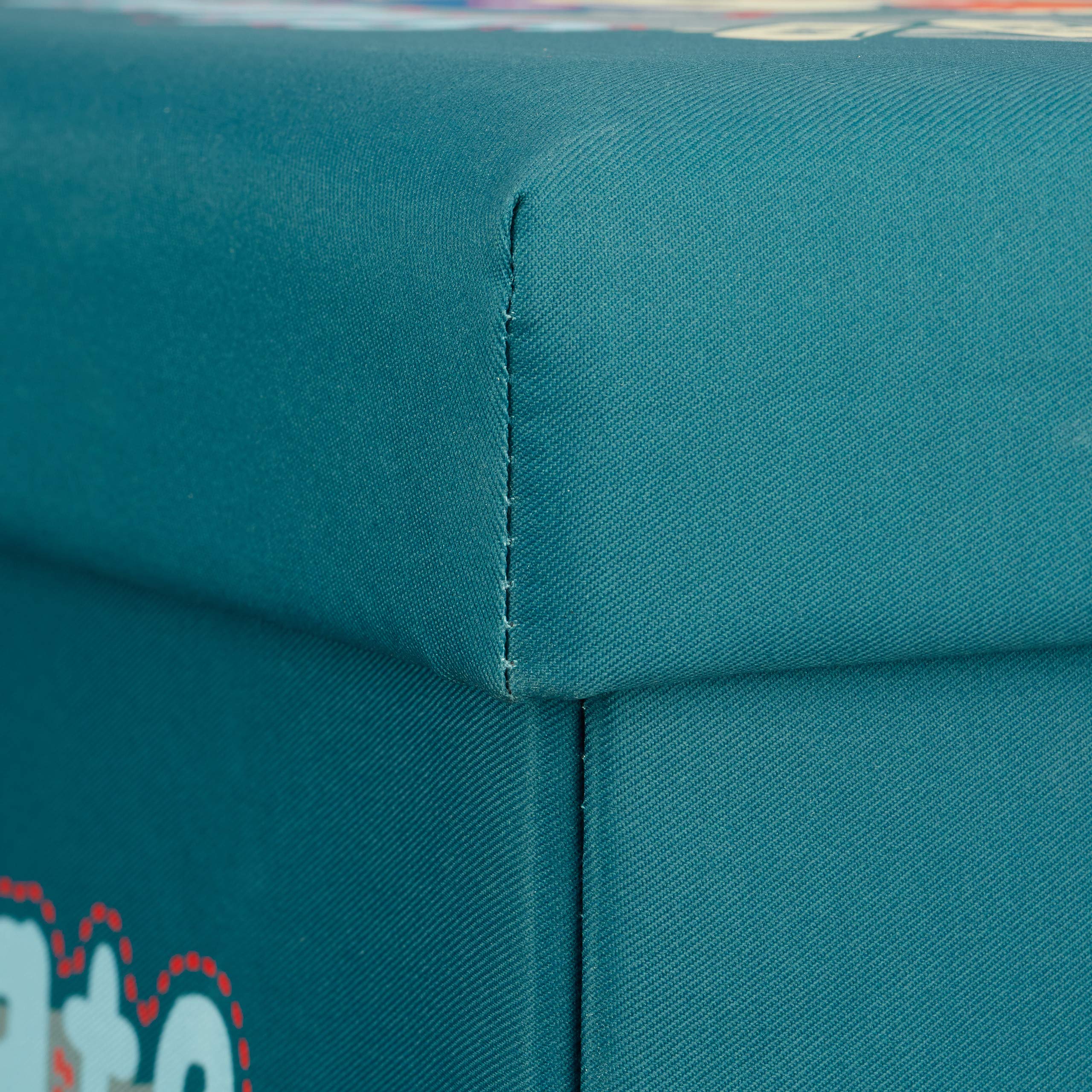 Relaxdays Sgabello pieghevole bambini, cesta porta-giochi, pouf contenitore, scatola con coperchio, HxLxP 38x38x38 cm, orso