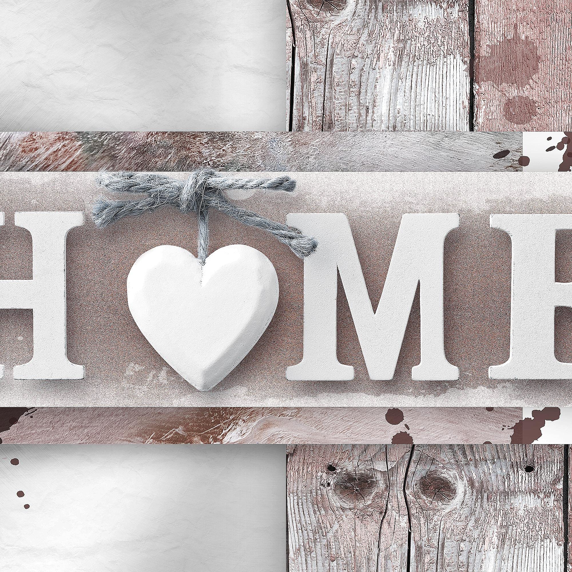 Runa Art - Quadri Home Cuore 200 x 100 cm 5 Pezzi XXL Decorazione Murale Design Rosa Grigio 504551b