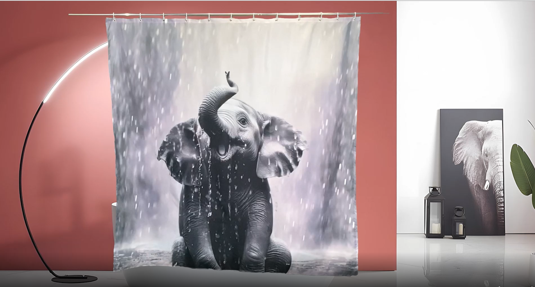 Amazon.com: Elephant Shower Curtain Funny Cute Wild Animal Playing