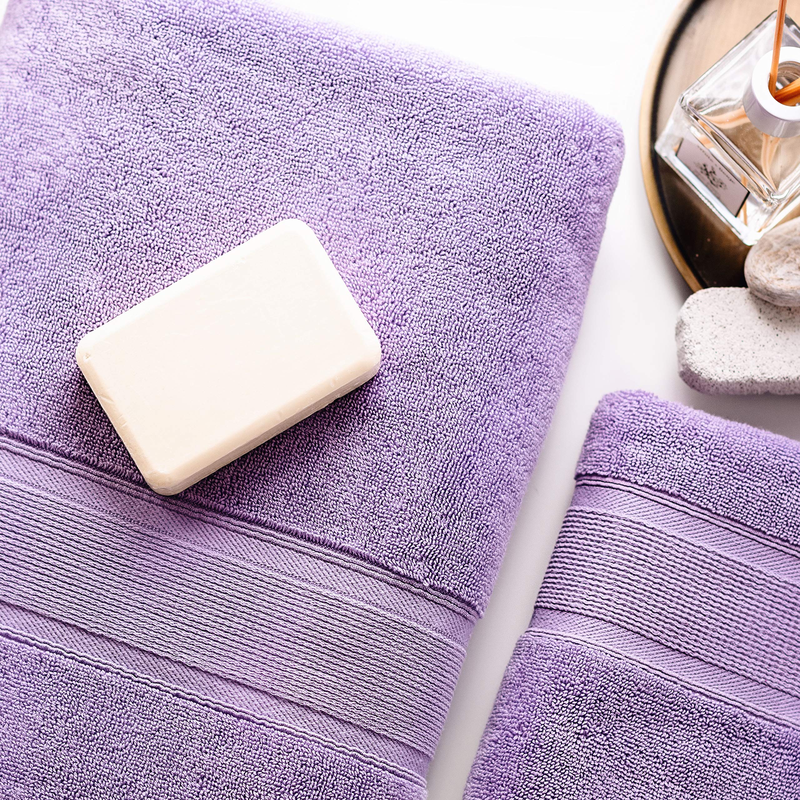 Luzia Set di asciugamani da 8 pezzi, 100% cotone turco, qualità premium, 2 asciugamani da bagno, 2 asciugamani per le mani e 4 asciugamani (lavanda)