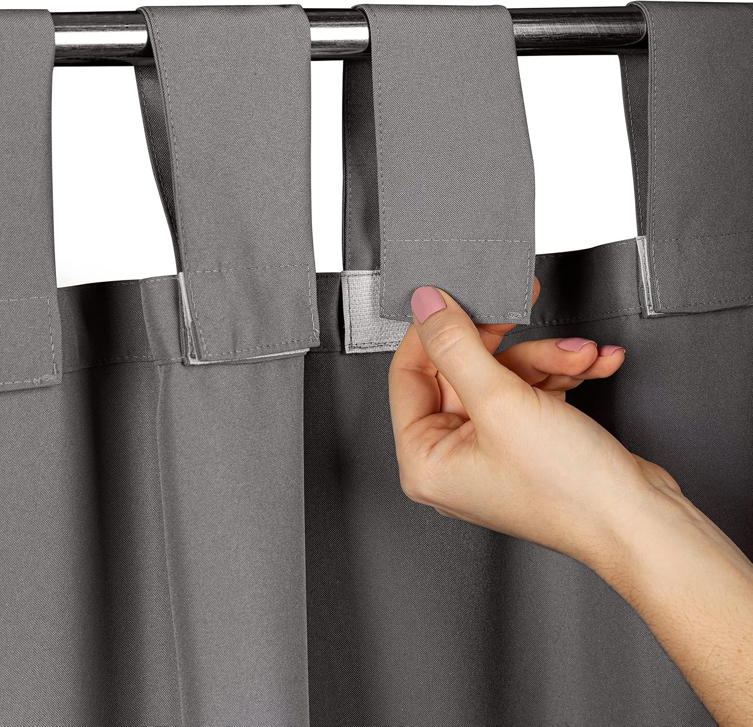 Eurofirany GARDEN Outdoor Curtain with Tab Top - 1 pc. Velcro Fastener, Sun Protection, Privacy Screen, Windproof, Waterproof Curtain for Patio, Gazebo, Pergola, Porch, W61 x L79, Dark Grey