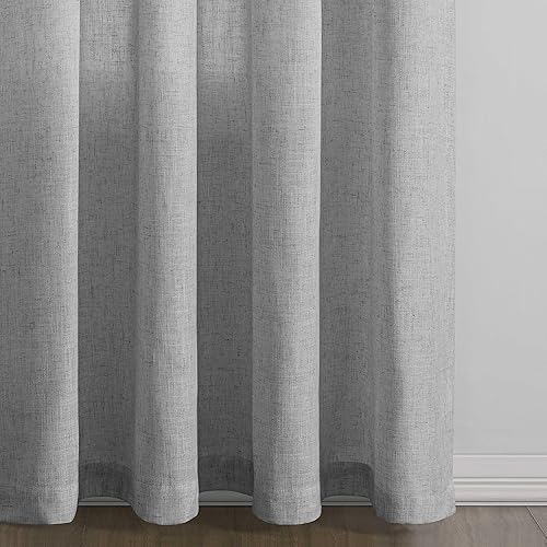 Miniatura 9 de Aersas Cortinas de Lino Gris Claro de 84 Pulgadas de Largo para Sala de Estar, Juego de 2 Ojales Filtrantes de Luz, Cortinas de Lino Estilo Granja