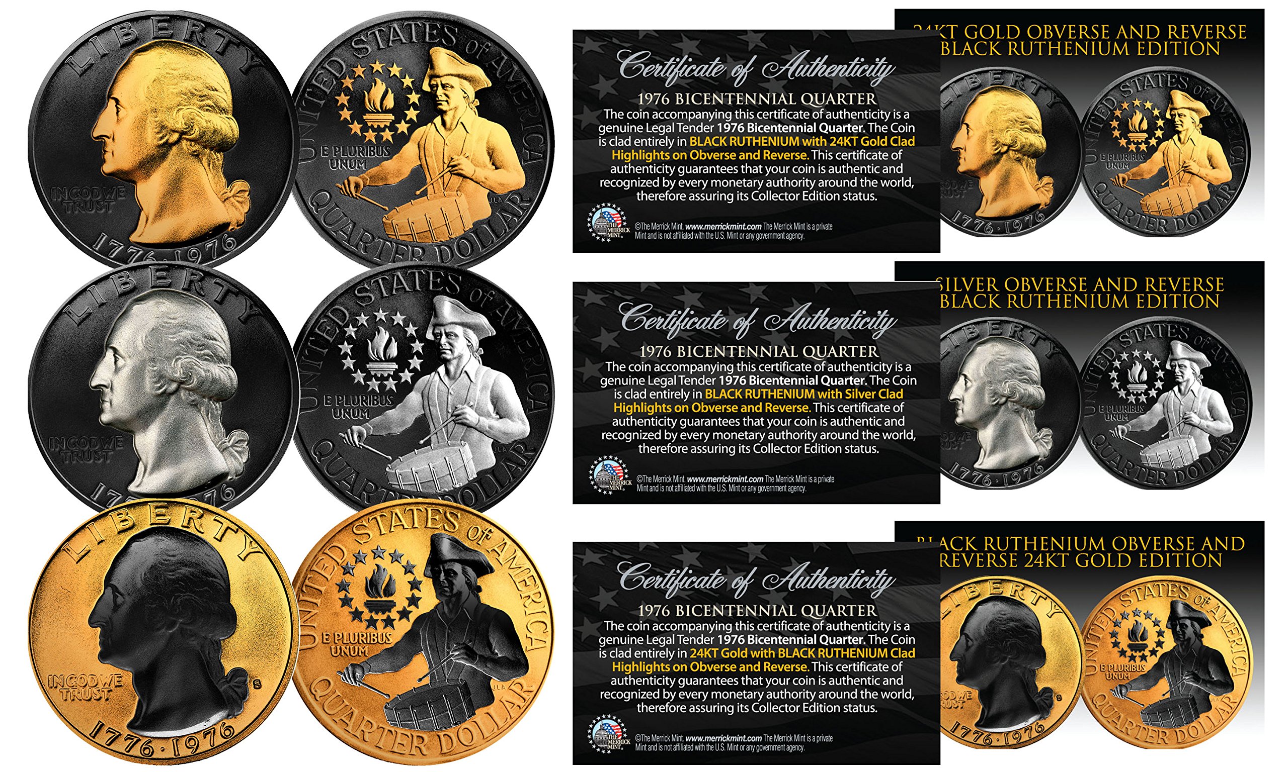 Amazon.com: 1976 Genuine Bicentennial Quarters 2-Sided Black