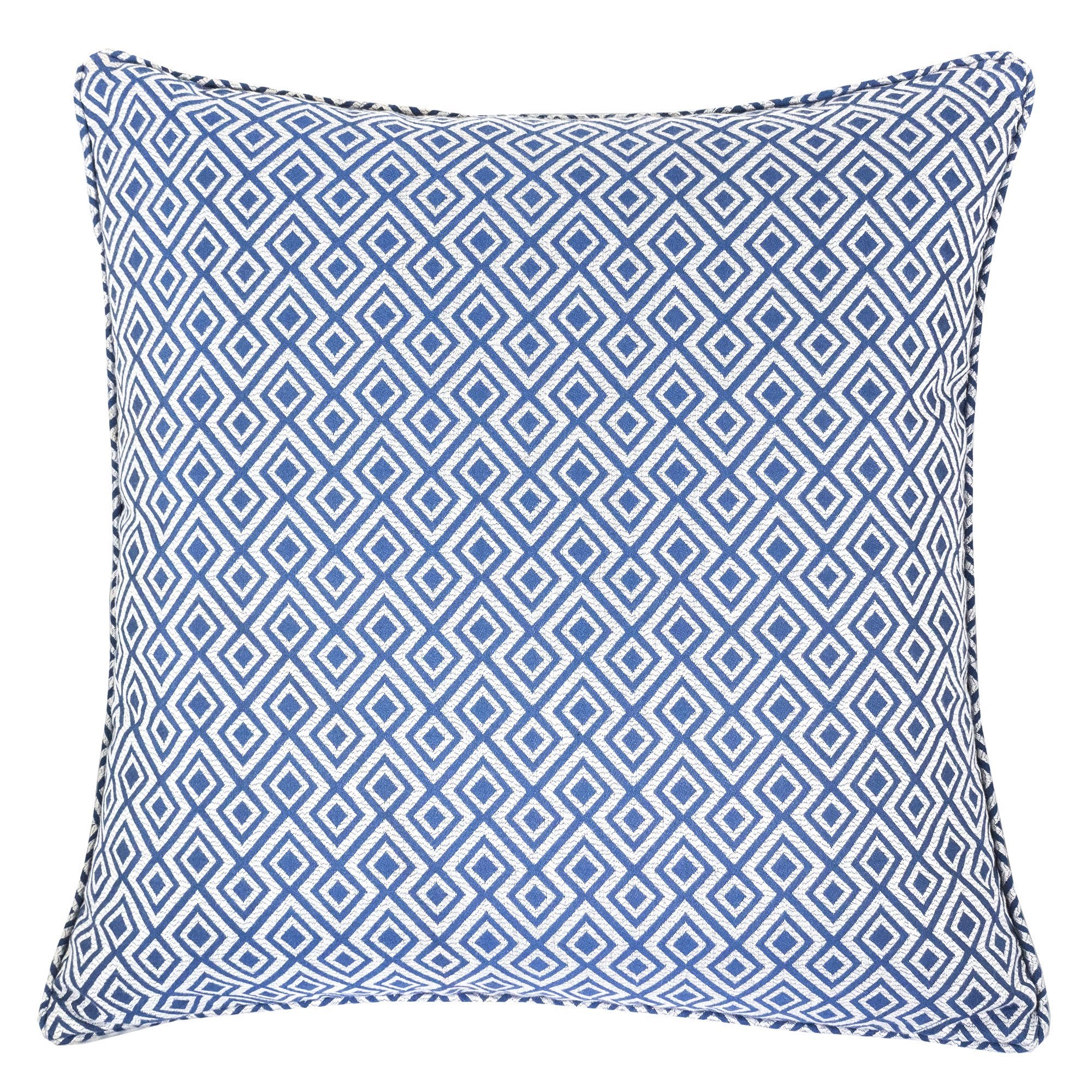 Homey Cozy Jacquard Cotton Throw Pillow Cover,Navy Blue Diamond Modern Silk Plaid Textured Sofa Couch Decorative Pillow Case 20x20,Cover Only
