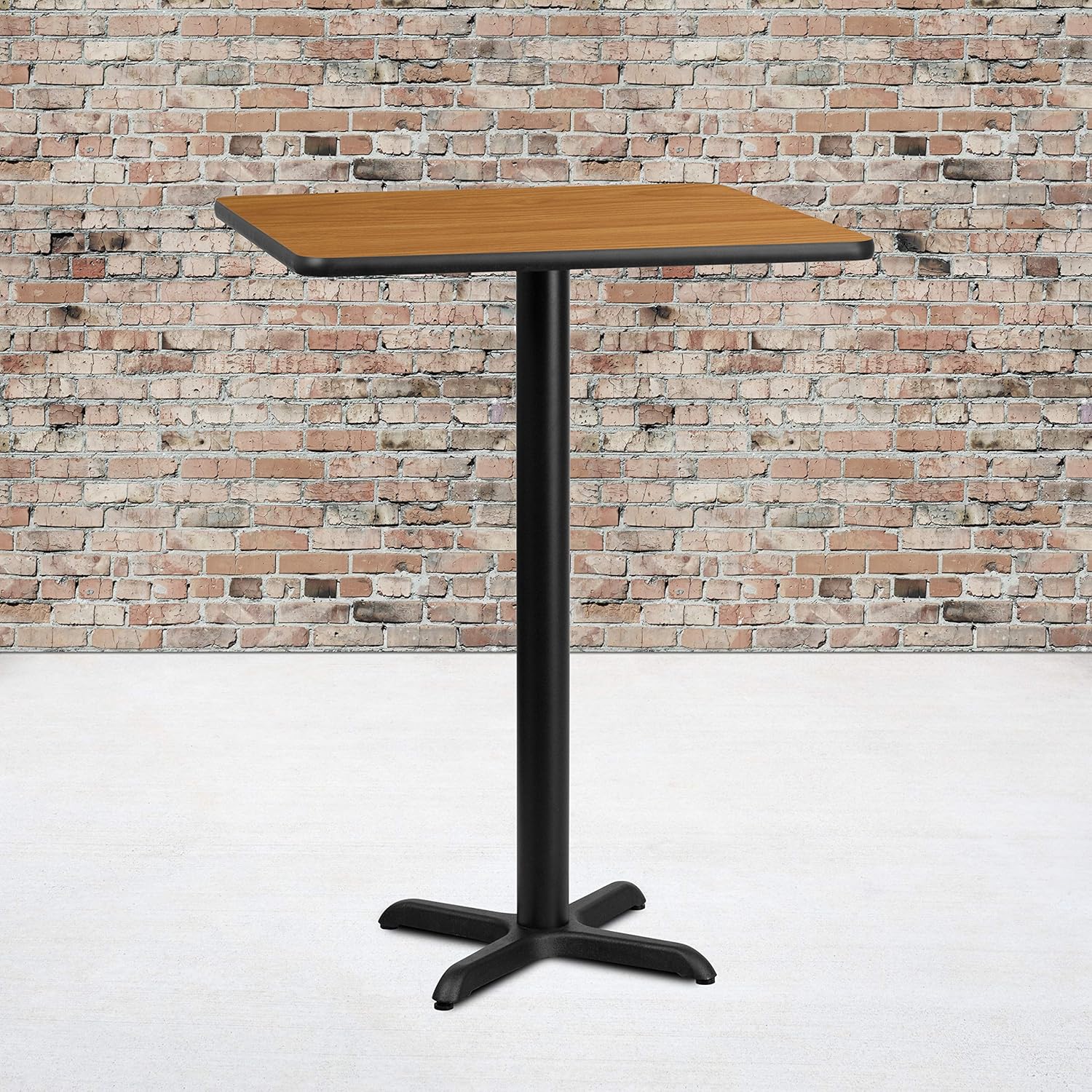 Flash Furniture 30'' Square Natural Laminate Table Top with 22'' x 22'' Bar Height Table Base
