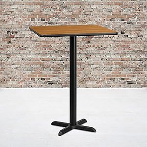 Flash Furniture 30'' Square Natural Laminate Table Top with 22'' x 22'' Bar Height Table Base