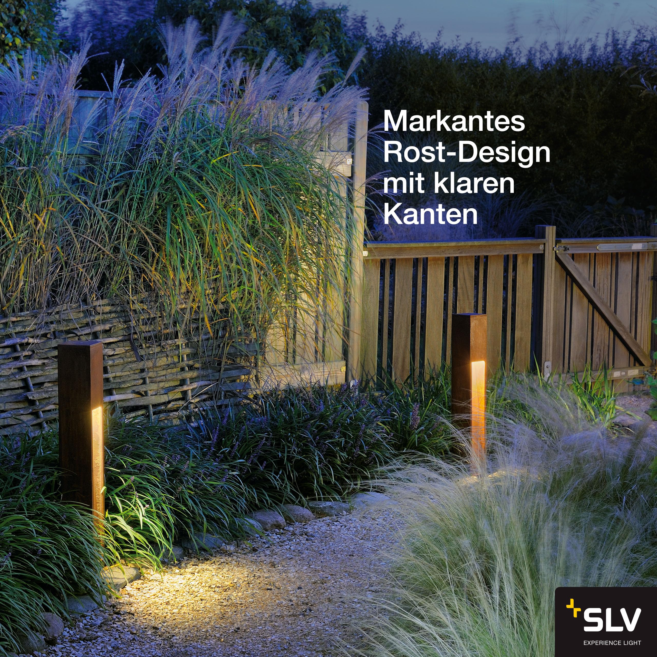 SLV Herrumbre luminaria de pie Rusty Slot 80 / iluminación Caminos, Paredes, entradas, lámpara led de jardín de Exterior / E27 IP44 11 W, 88x17x19 cm