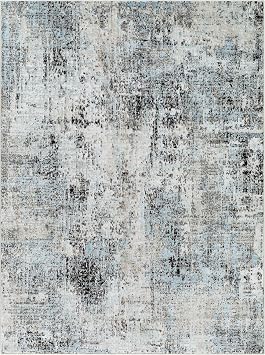 BoutiqueRugs Tan Abstract Southwestern Blue 5x7 Area Rug Charcoal Ivory Beige Vesna Living Room Bedroom Dining Room Home Office Apartment 53" x 7 Stain Resistant Non-Shedding Pet Friendly