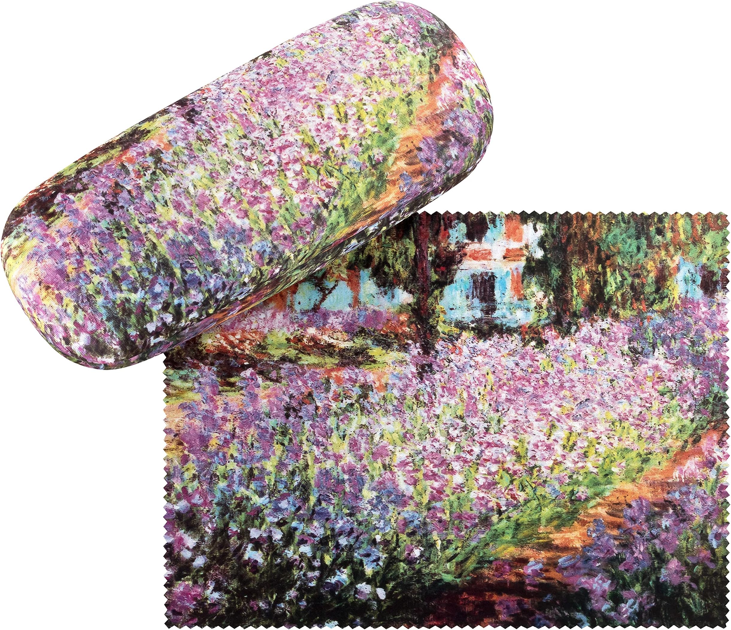 VON LILIENFELDGlasses Case Flowers Claude Monet: Garden Art Glasses Cleaning Cloth Glasses Box Sturdy Hard Case Set with Cleaning Cloth