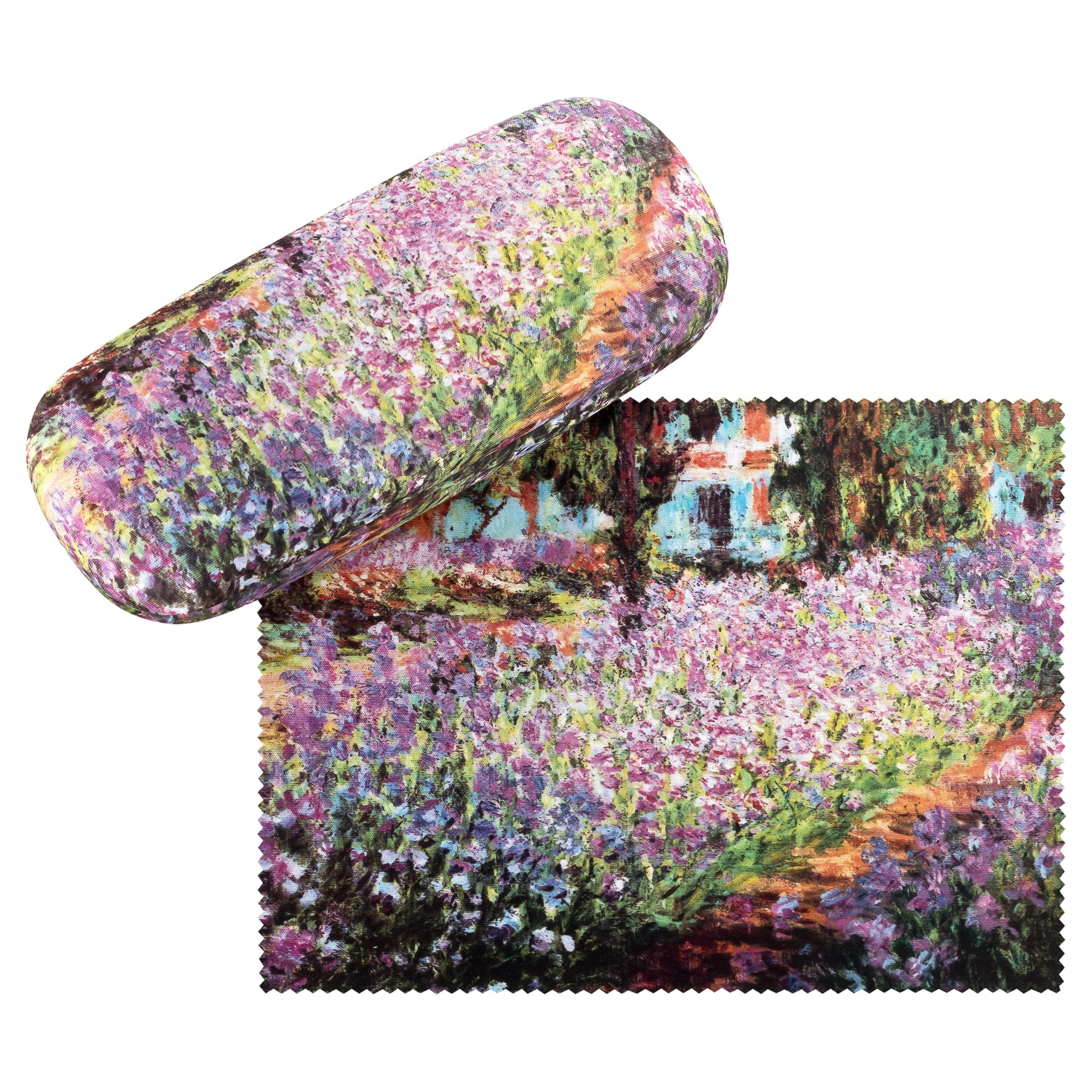 VON LILIENFELDGlasses Case Flowers Claude Monet: Garden Art Glasses Cleaning Cloth Glasses Box Sturdy Hard Case Set with Cleaning Cloth